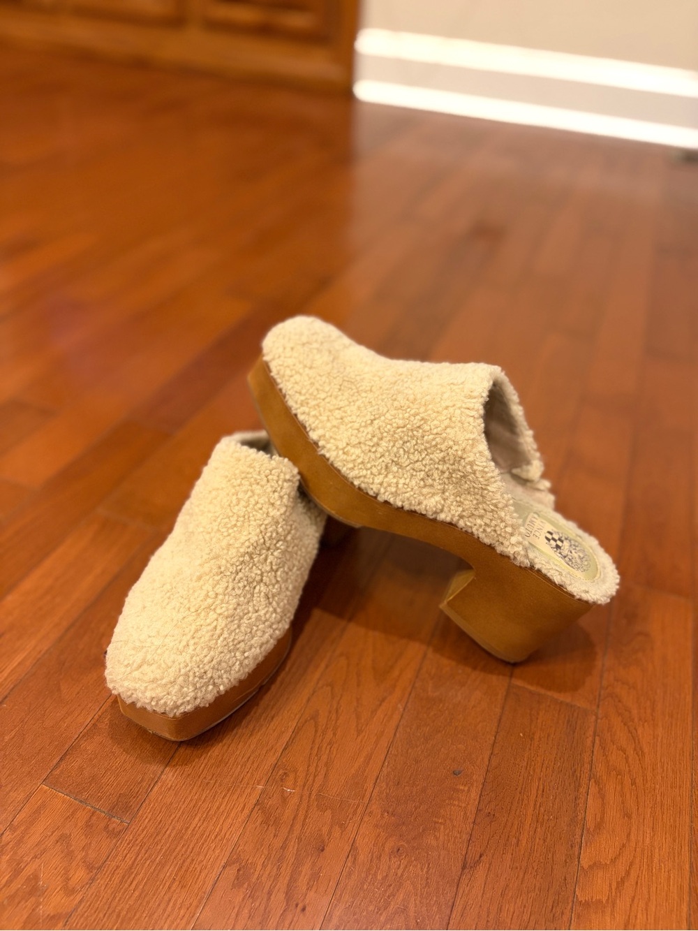 Vince Camuto | Cream Sherpa Clog Heels size 9 1/2